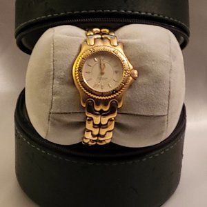 TAG HEUER LADIES GOLD DIAL STAINLESS STEEL BRACELET WATCH